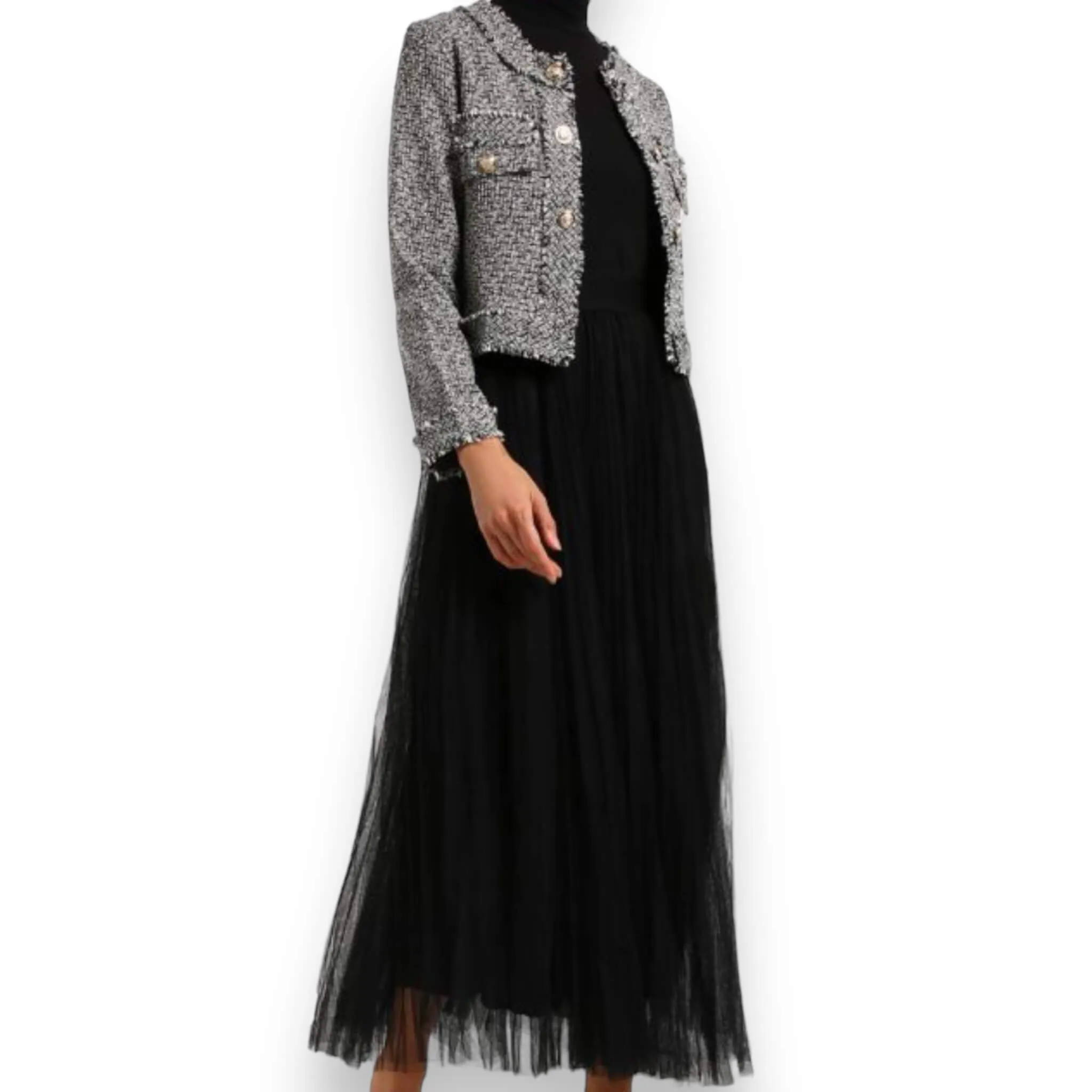 High Waist Multi Layer Tulle Midi Skirt