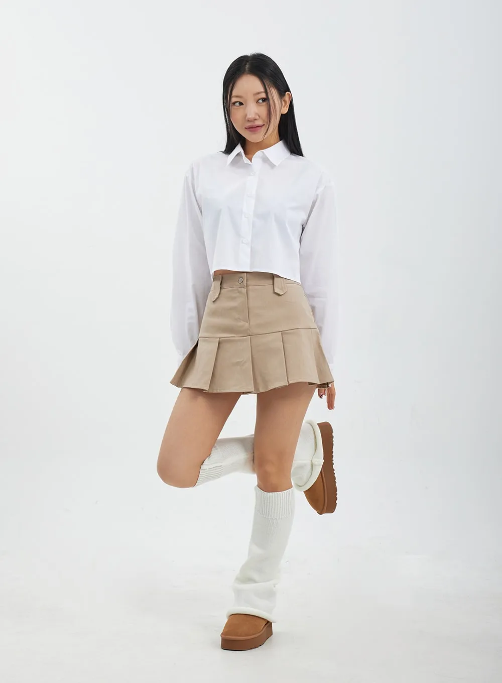 High Waist Pleated Mini Skirt CJ317