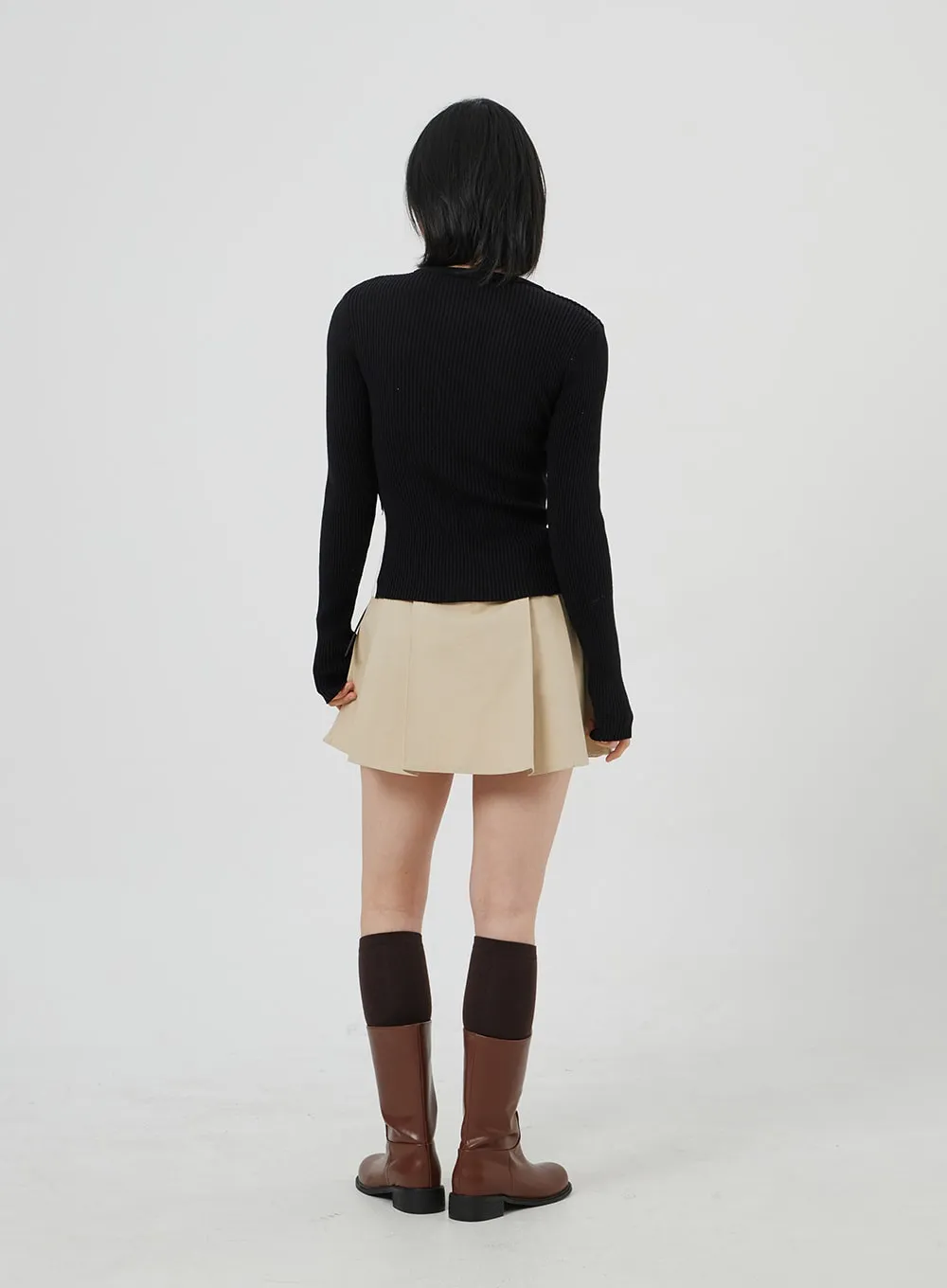 High Waist Pleated Mini Skirt OM306