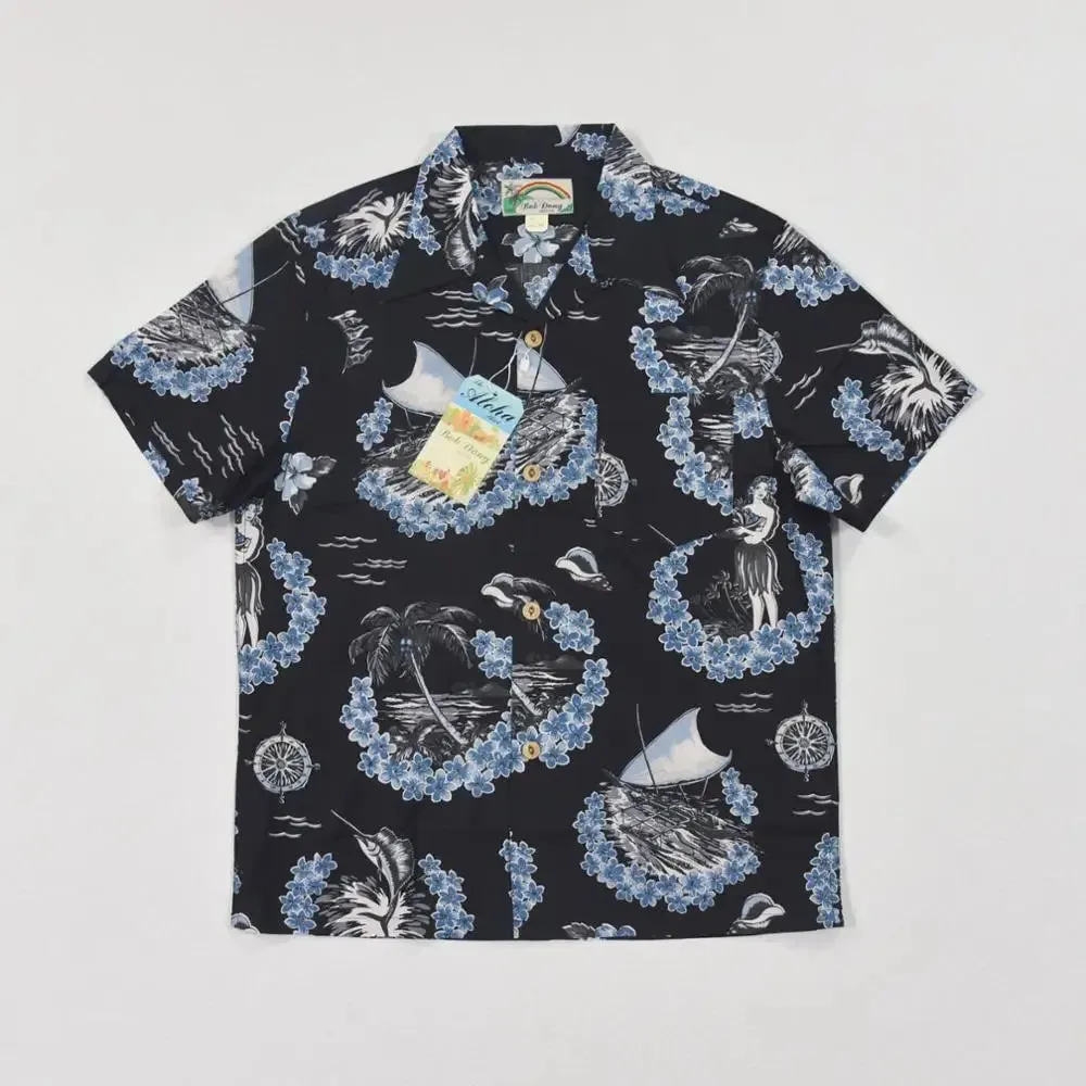 Hula Girls Hawaiian Surf Shirts Men Floral Short Sleeves