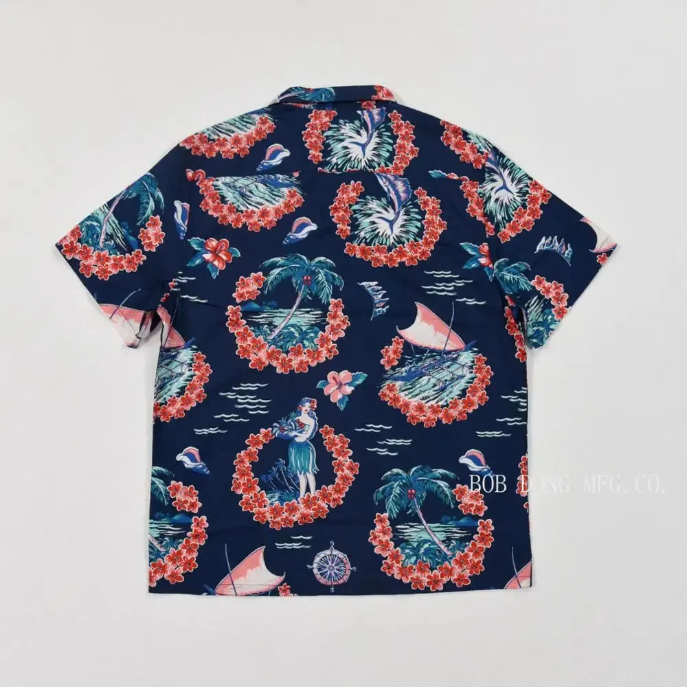 Hula Girls Hawaiian Surf Shirts Men Floral Short Sleeves