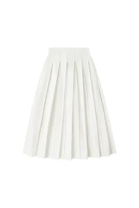 Jasmine Pleated High Waist Poly Wool Midi Skirt