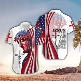 Jesus Is My All My Life My Everything American Flag Hawaiian Shirt - Christian Hawaiian Shirts For Men & Women