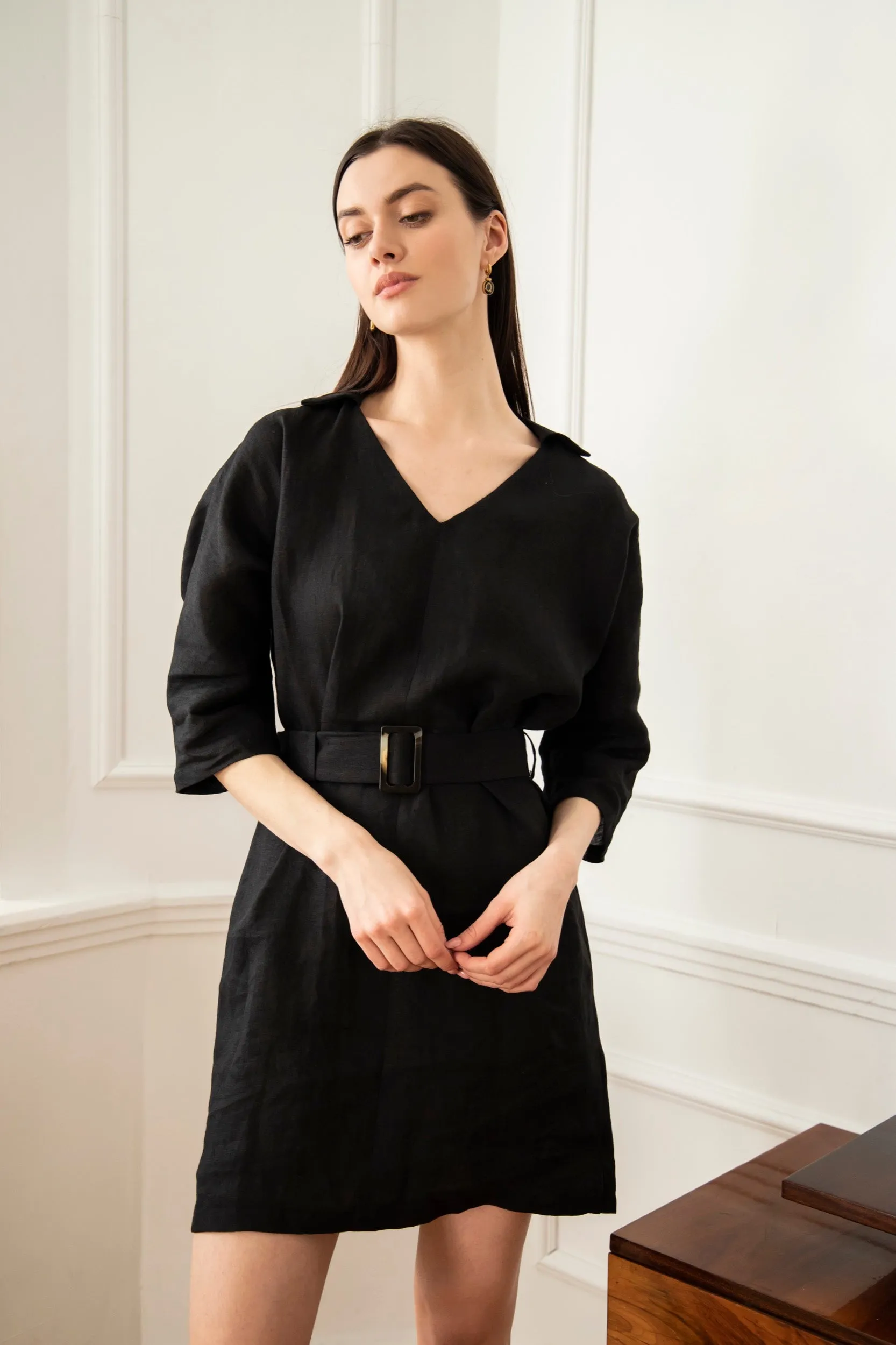 Jolie Linen Dress Black