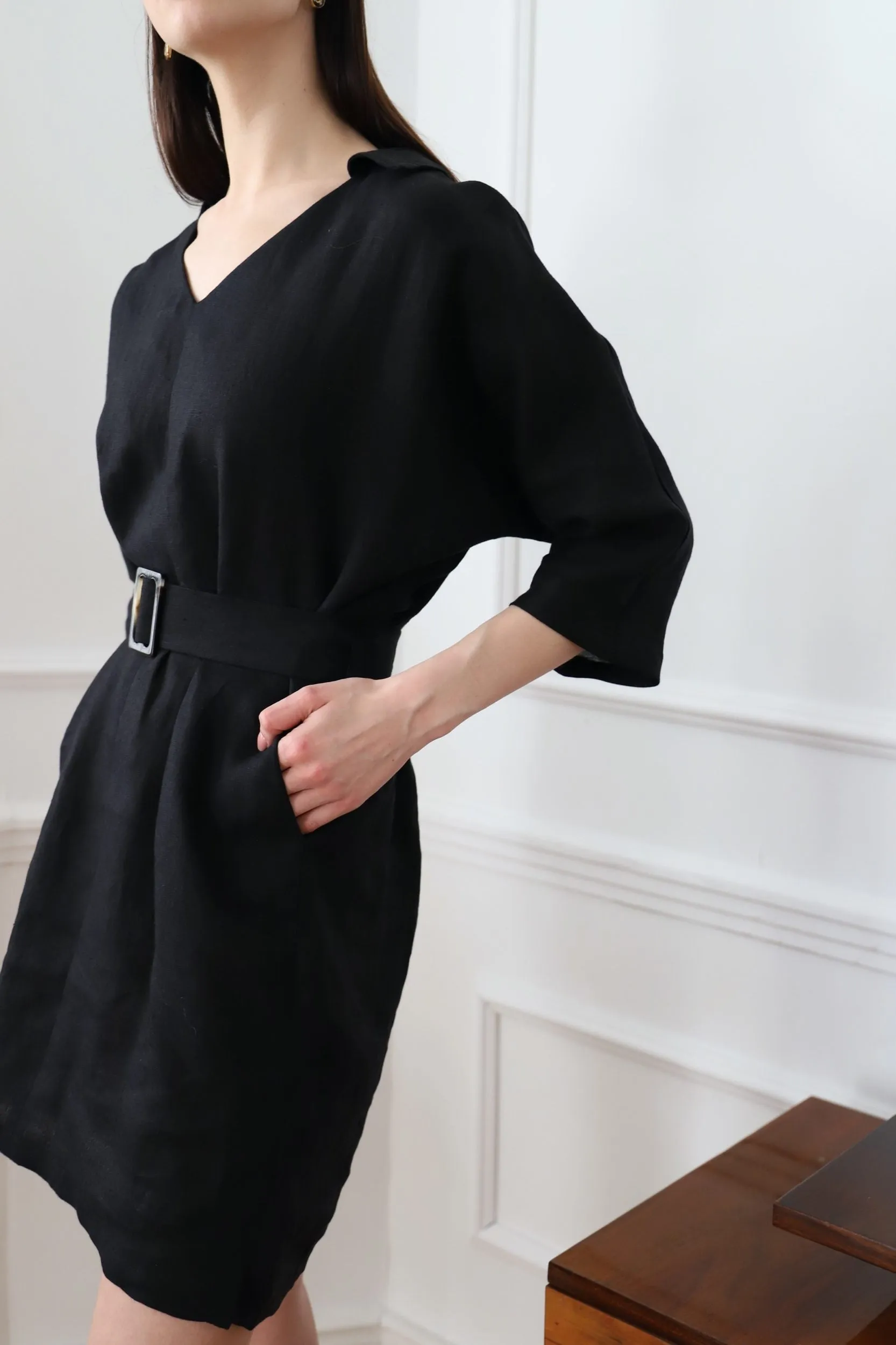 Jolie Linen Dress Black