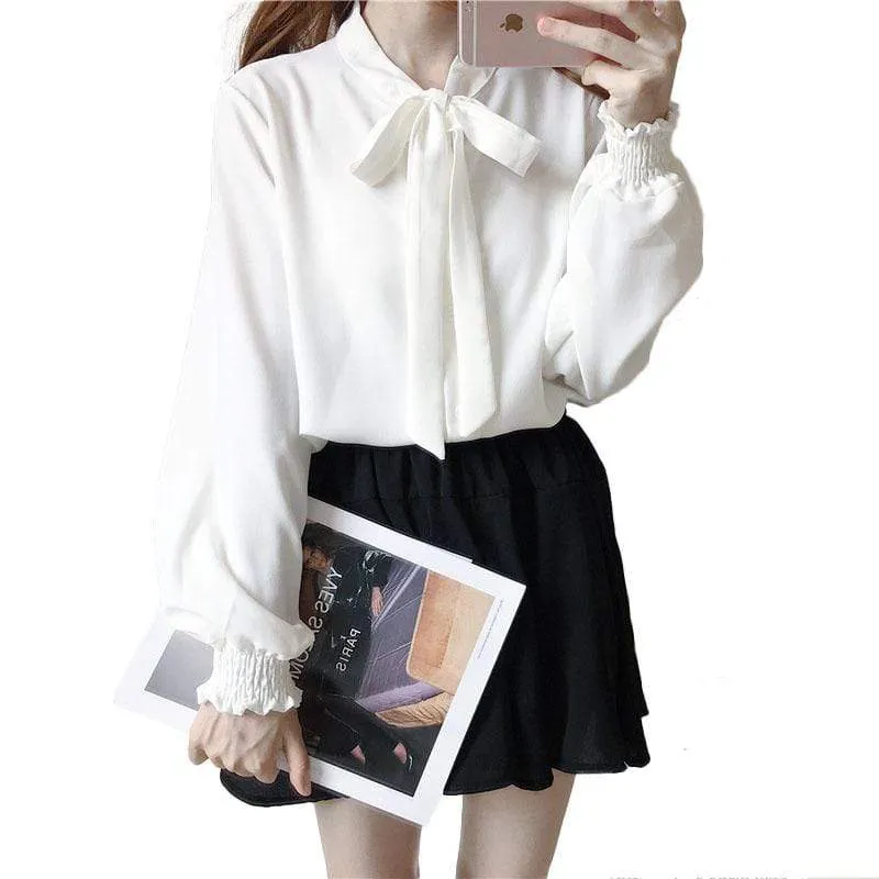 Kawaii Long Sleeved Shirt With Bowknot