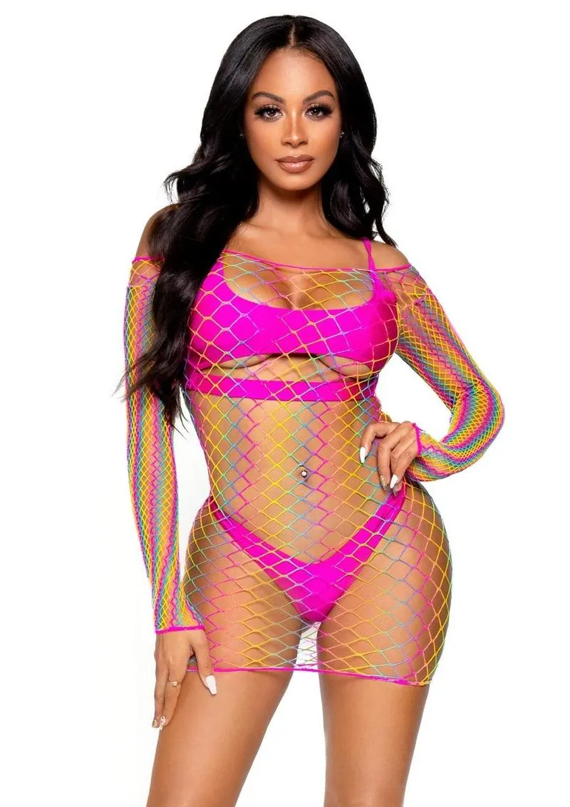 Leg Avenue Ombre Rainbow Long Sleeve Mini Dress