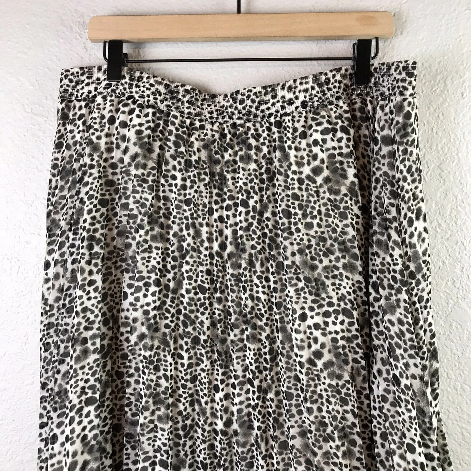 Leopard Pleated A-Line Midi Skirt