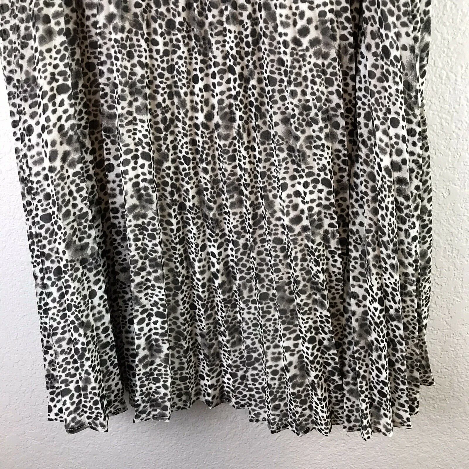 Leopard Pleated A-Line Midi Skirt