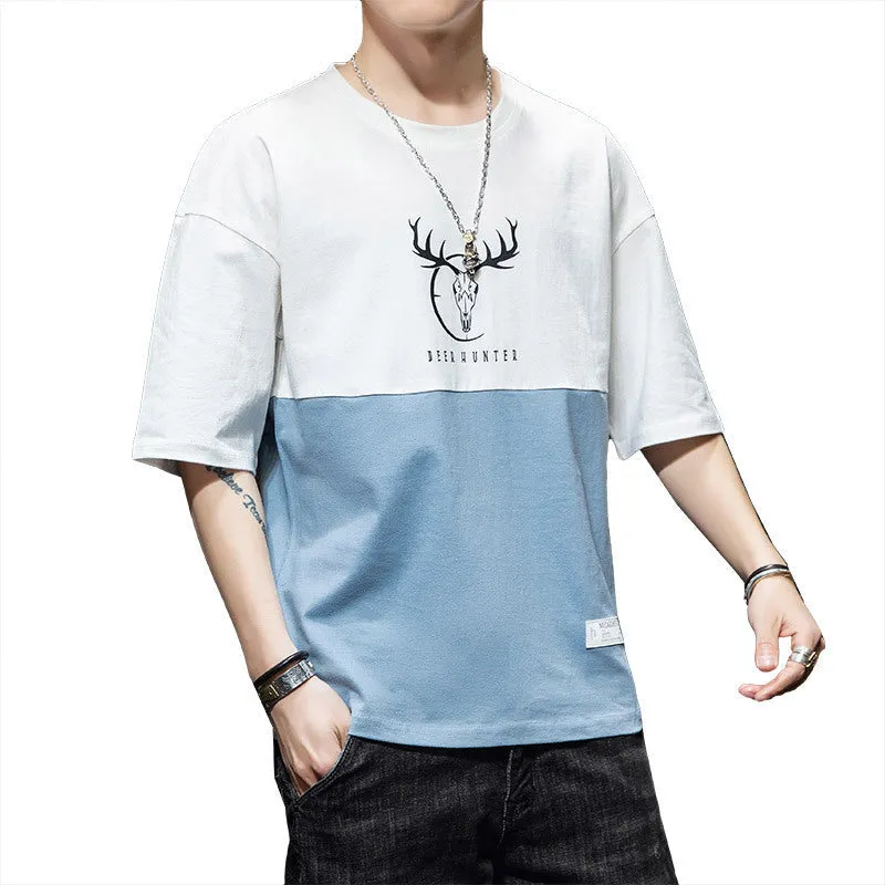 Loose casual half sleeve T-shirt  for men