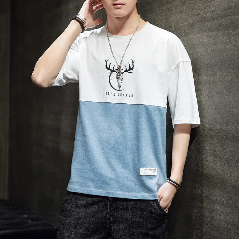 Loose casual half sleeve T-shirt  for men