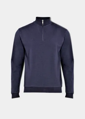 Luston Cotton 1/4 Zip Mock Jumper In Navy