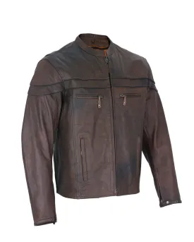 Men's Brown Naked Cowhide Leather Jacket