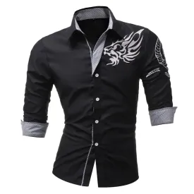 Men's Long-Sleeved Dress Shirt Dragons^