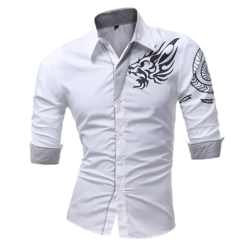 Men's Long-Sleeved Dress Shirt Dragons^