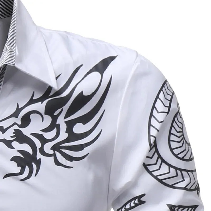 Men's Long-Sleeved Dress Shirt Dragons^