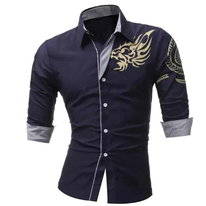 Men's Long-Sleeved Dress Shirt Dragons^