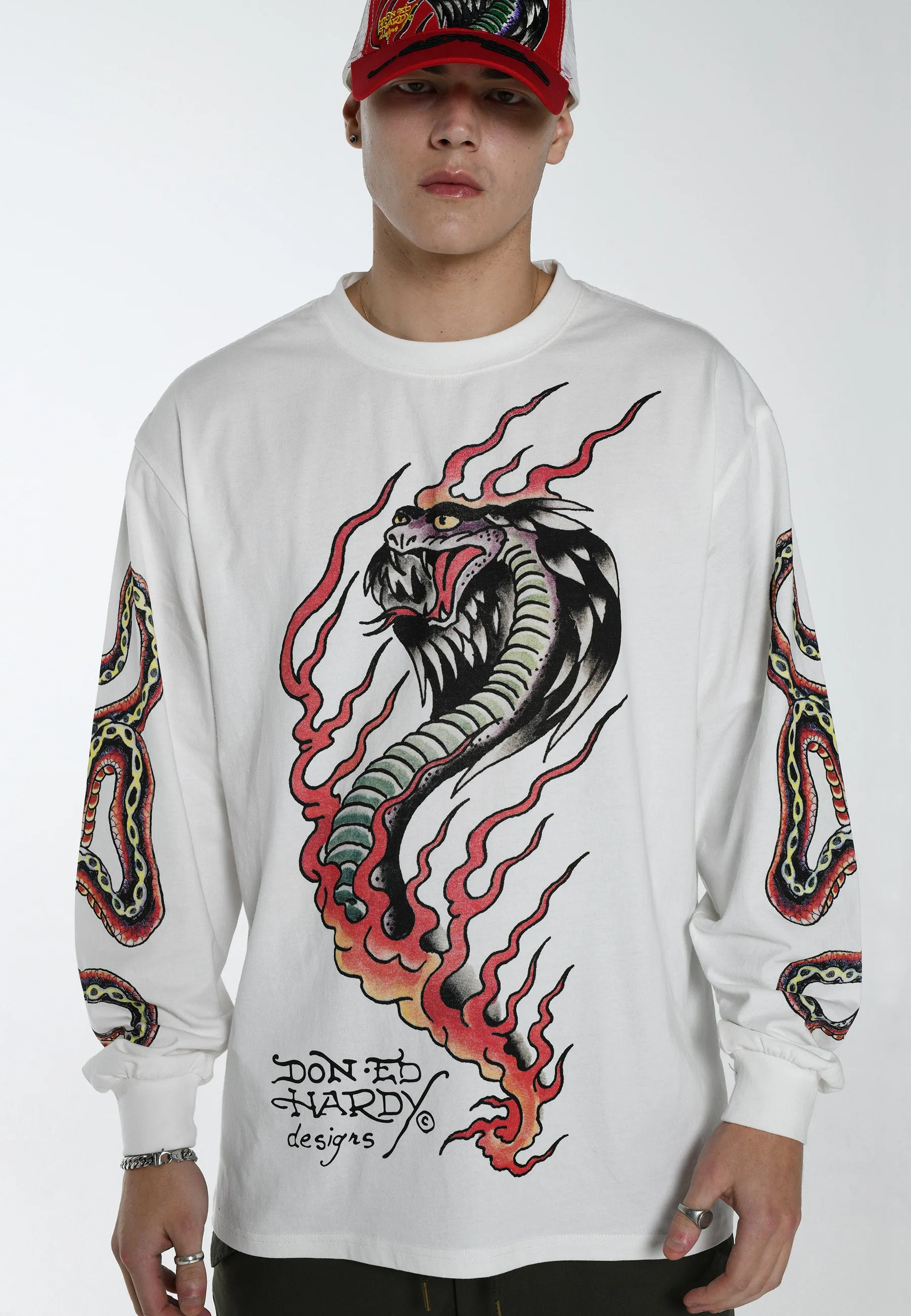 Mens Venom-Slither Long T-Shirt - White