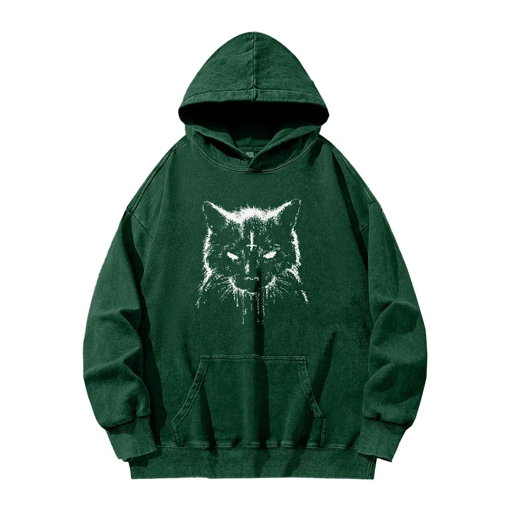 Mens Vintage Black Cat Graphic Hoodies