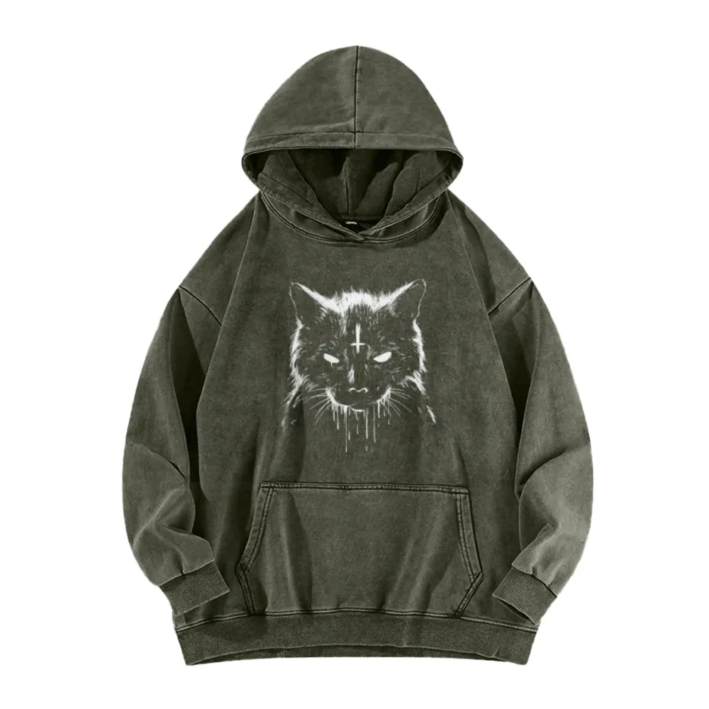 Mens Vintage Black Cat Graphic Hoodies