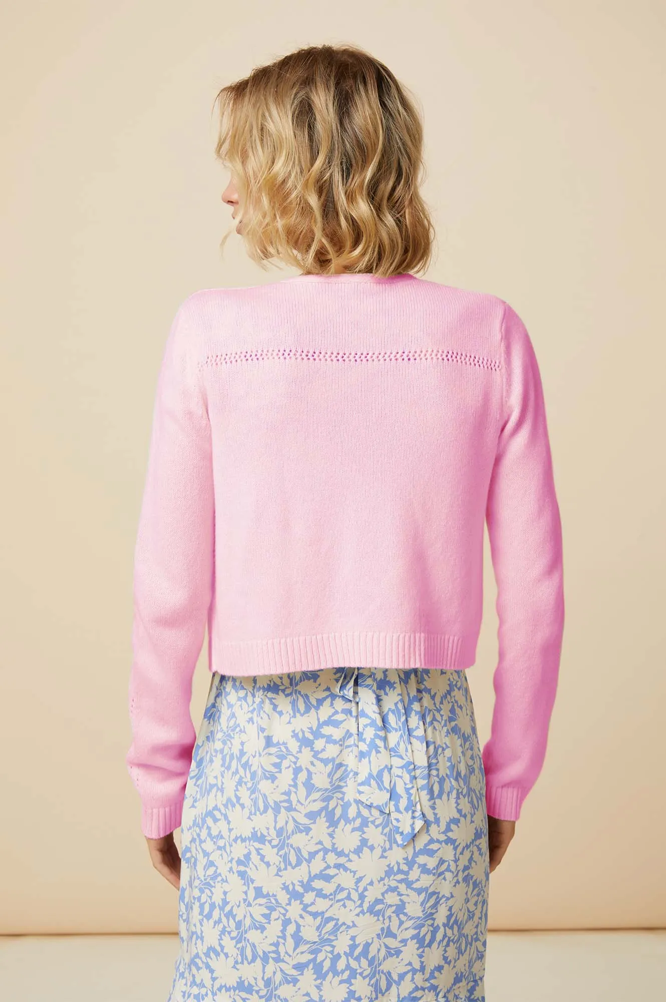 Merino Wool Edge To Edge Cardigan | Pale Pink