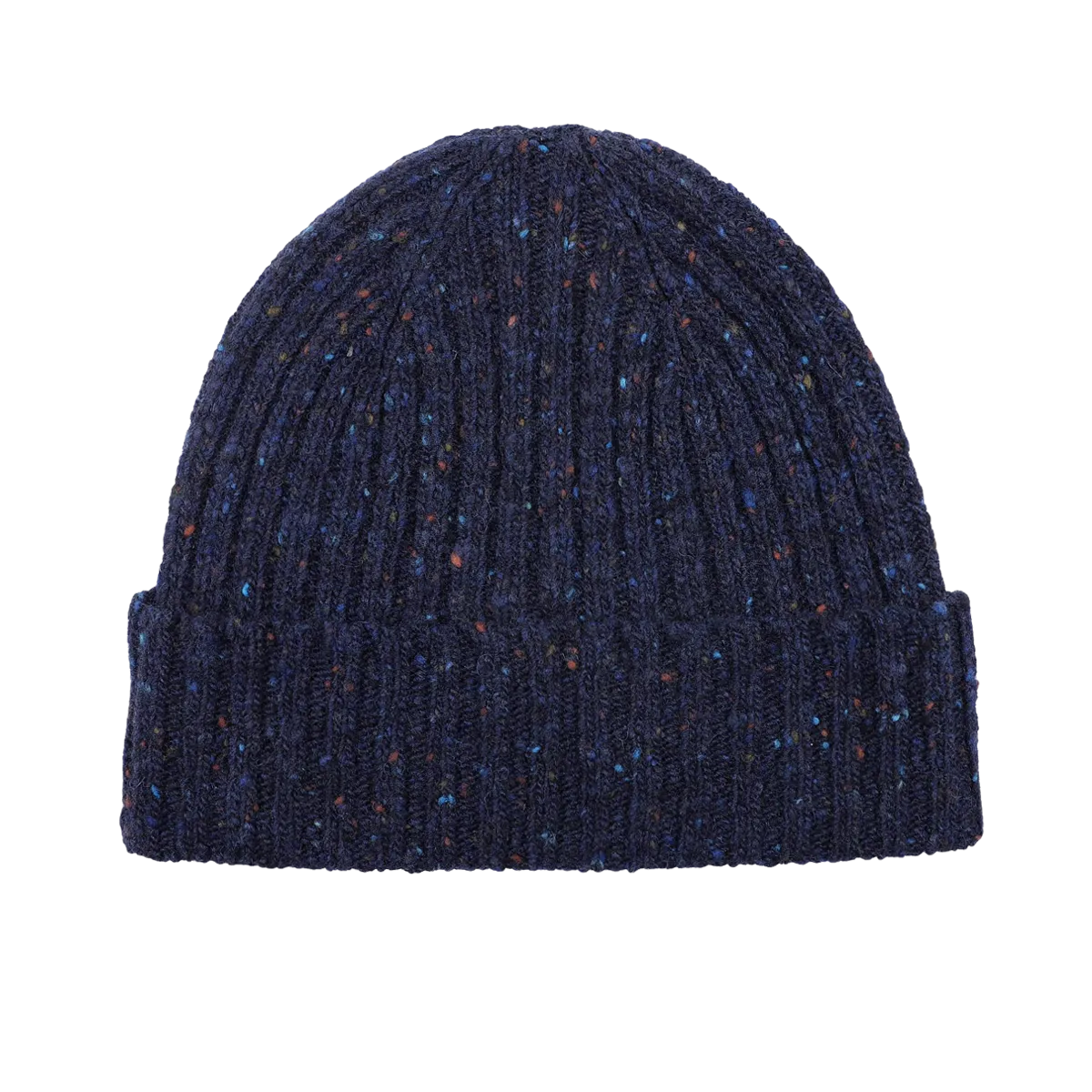 Navy Blue Melange Wool Donegal Beanie