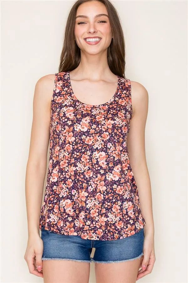 Navy Floral Tank