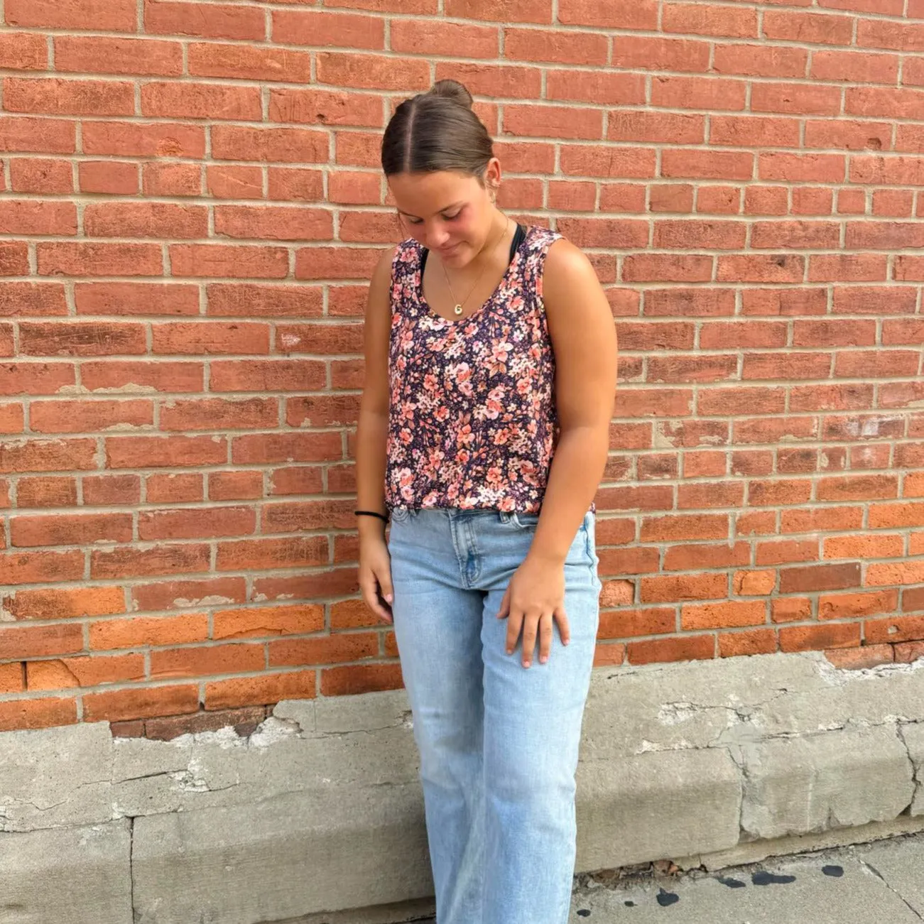 Navy Floral Tank