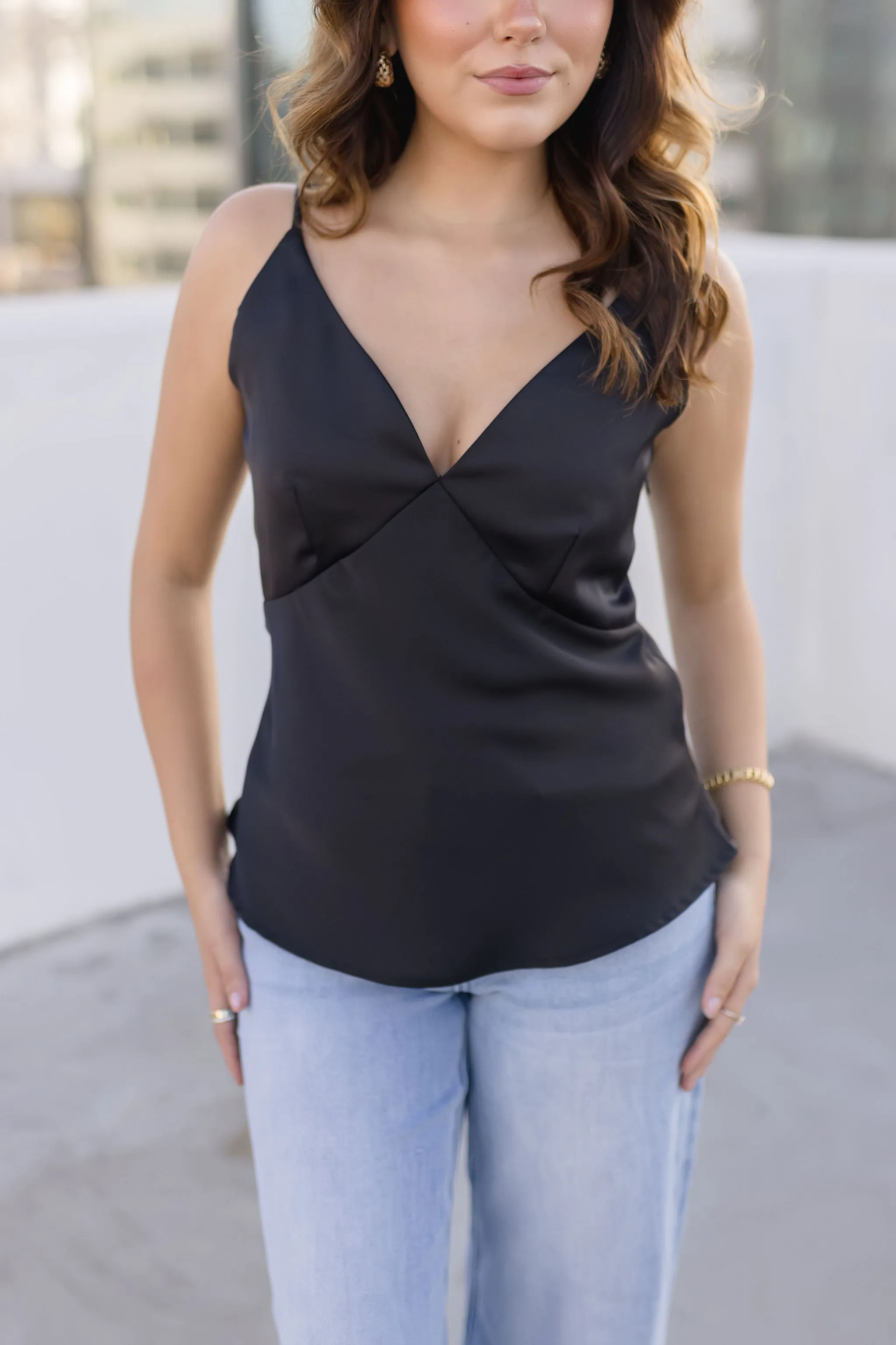 Noelle Sleeveless V Neckline Top Black