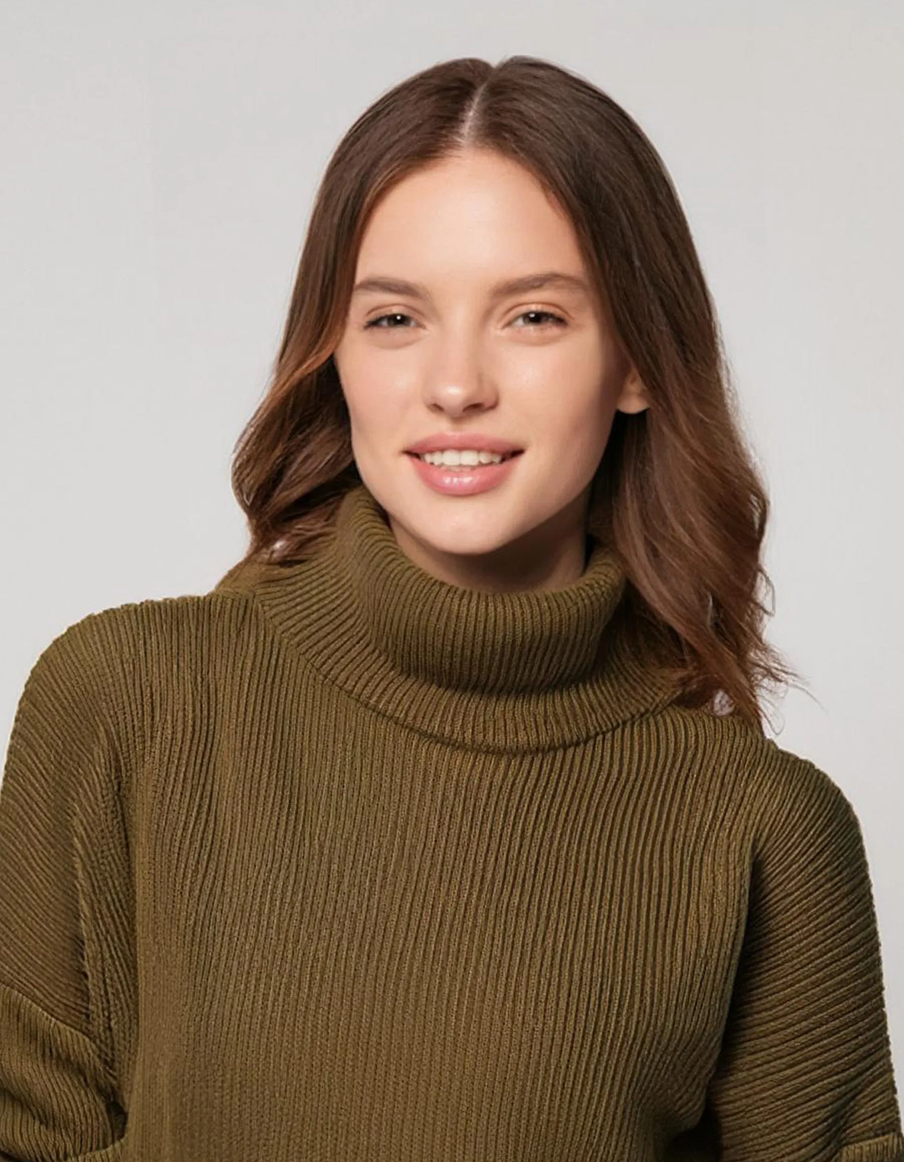 Olive Green Cozy Turtleneck Sweater