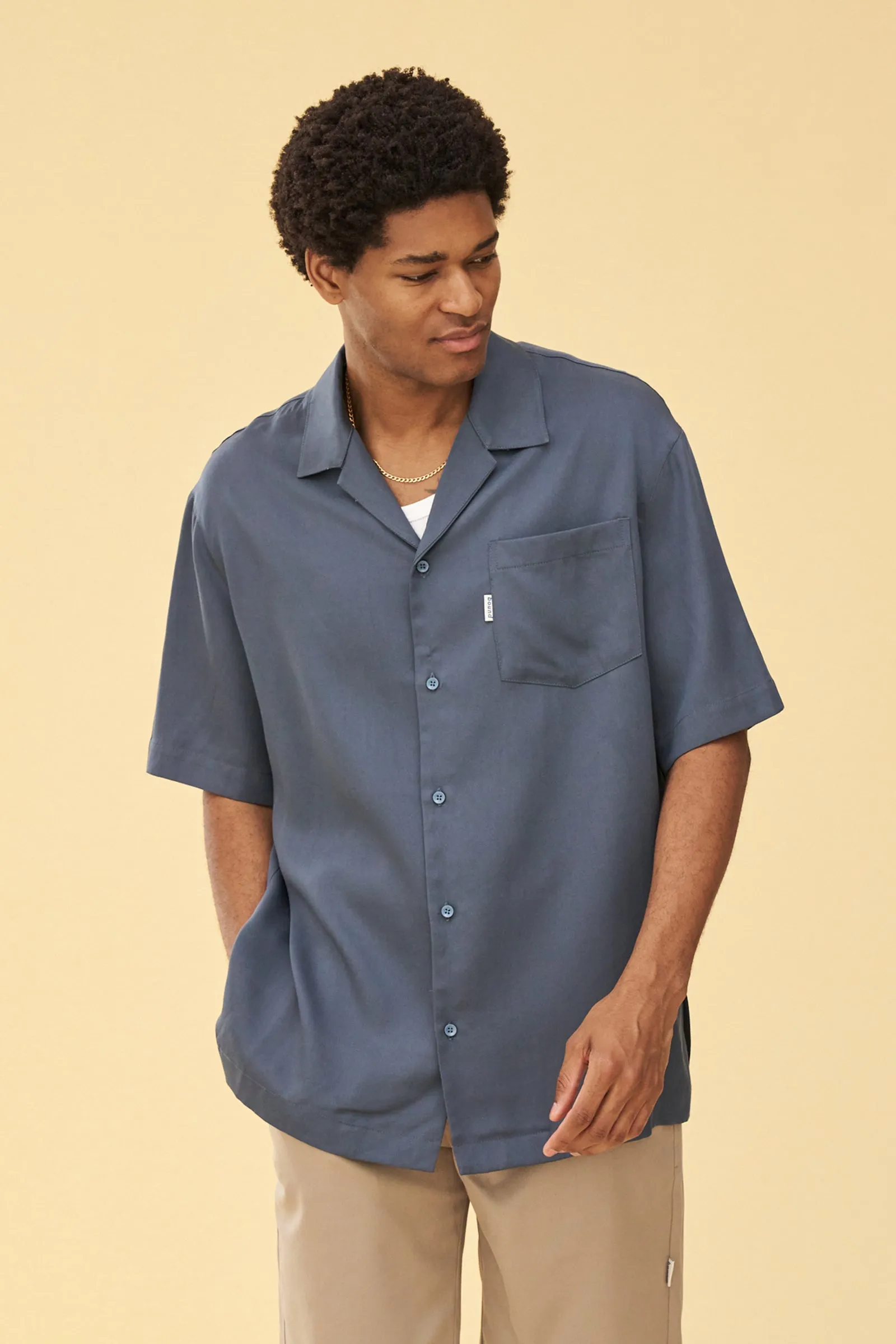 PETROL TENCEL CUBAN SS SHIRT