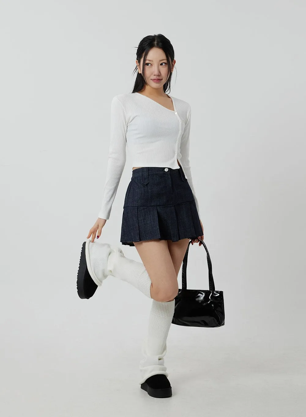 Pleated High Waist Mini Skirt CF301