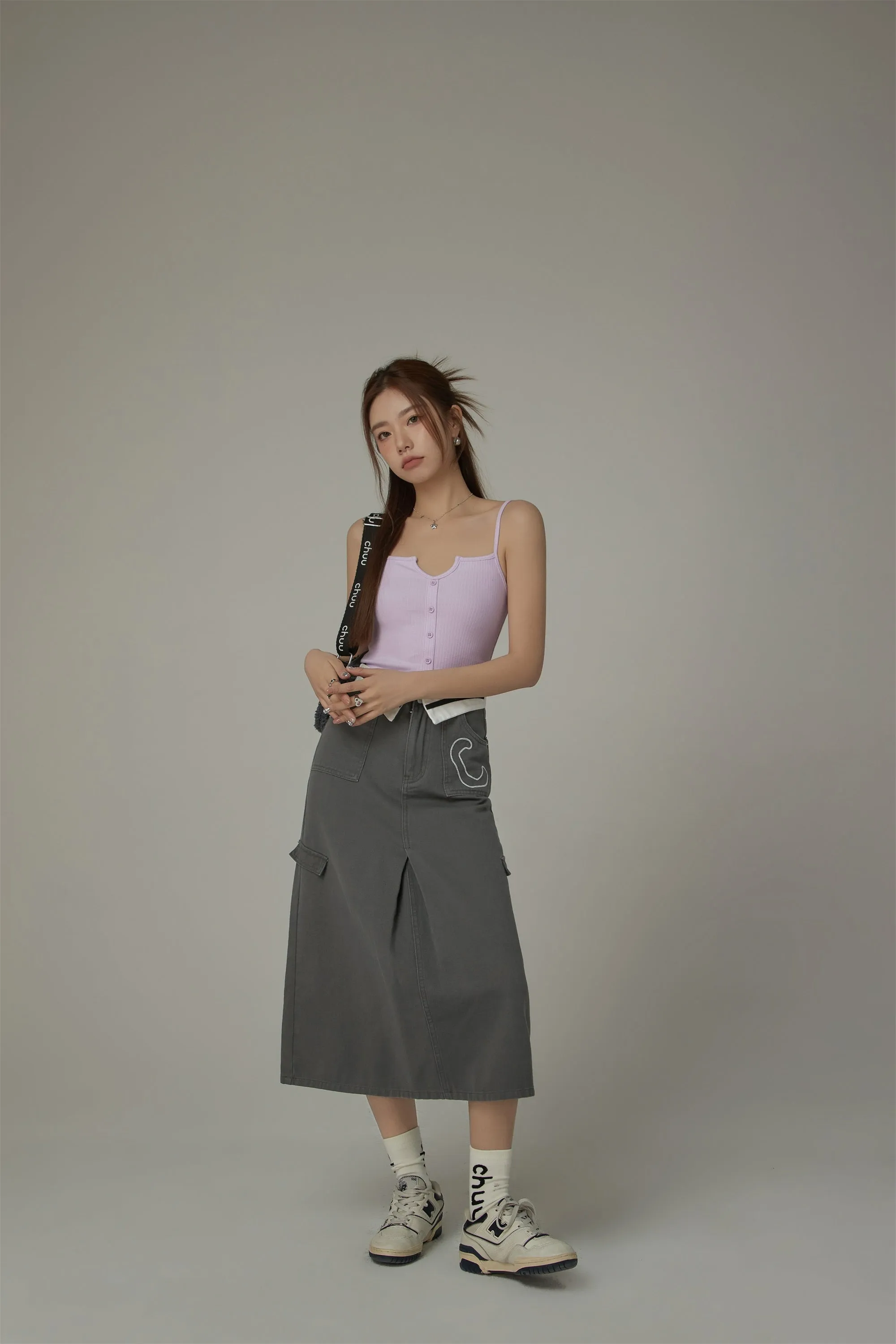 Pocket A-Line Long Skirt