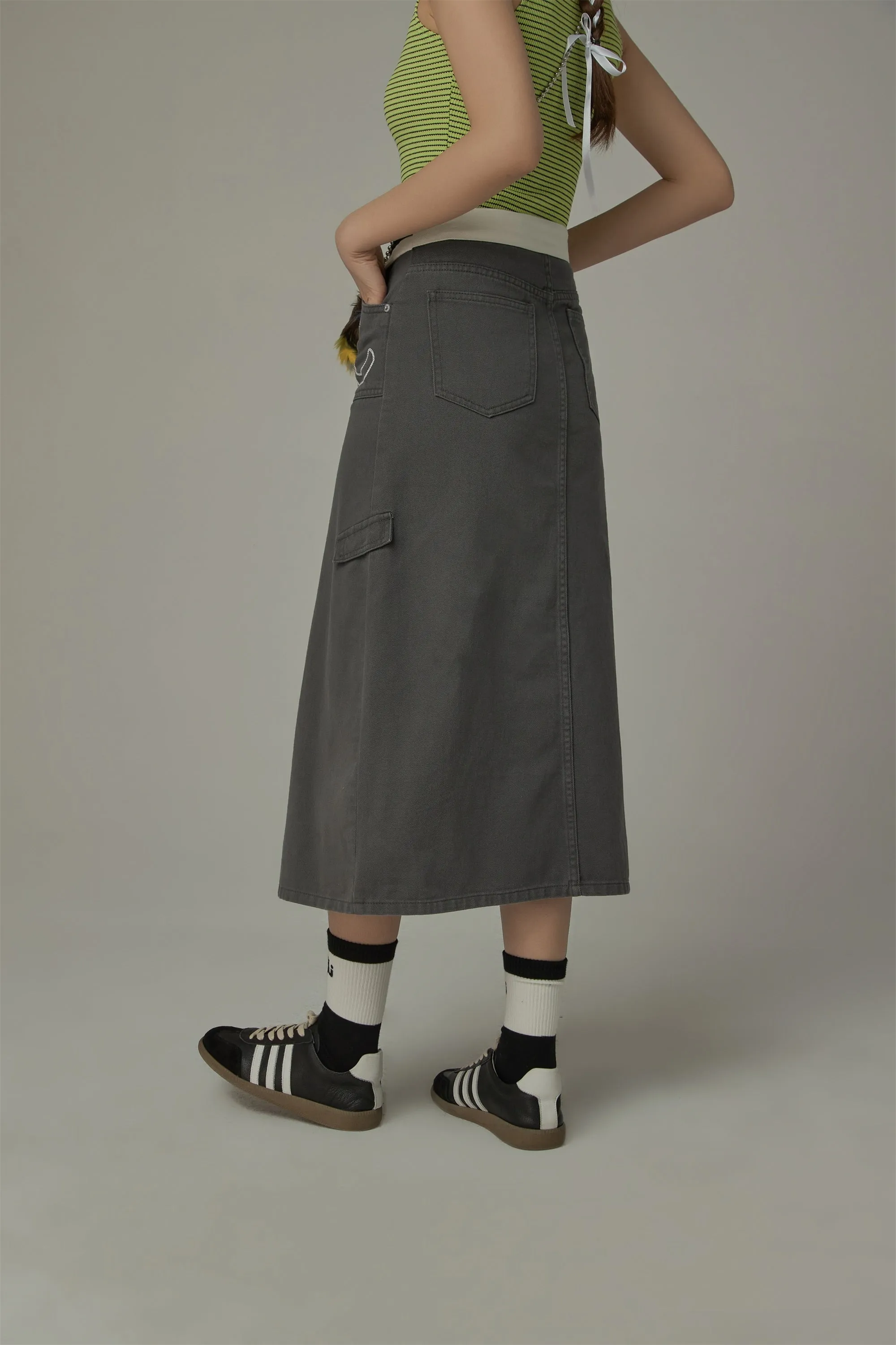 Pocket A-Line Long Skirt