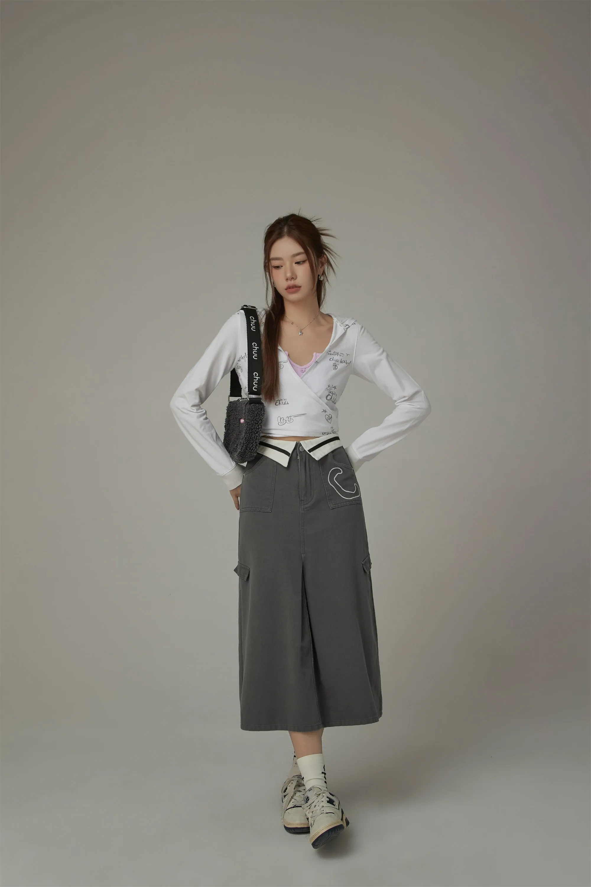 Pocket A-Line Long Skirt