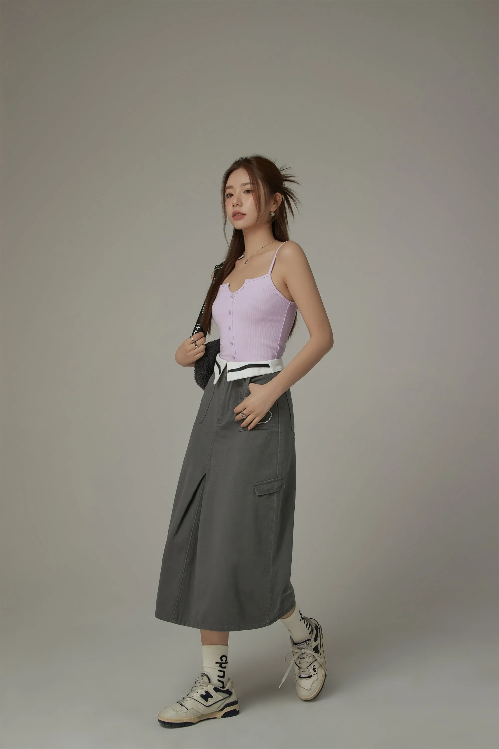 Pocket A-Line Long Skirt