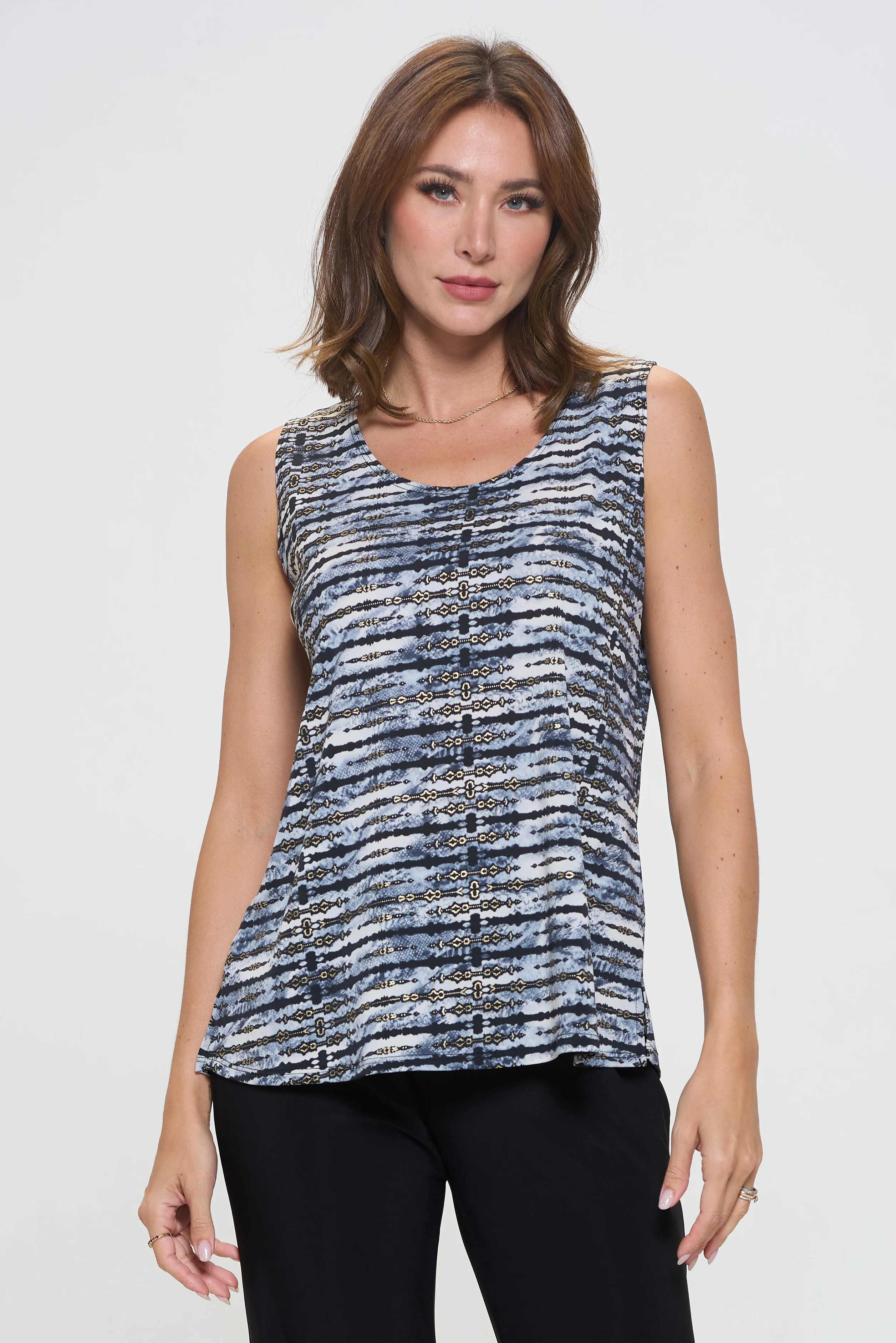 Print Sleeveless Tank Top-2060HT-TRP1-W421