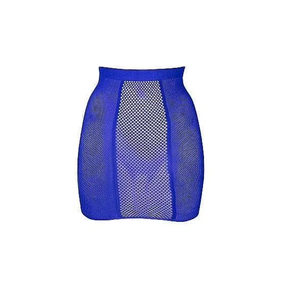 Shots Le Desir High-Waist Fishnet Skirt Blue