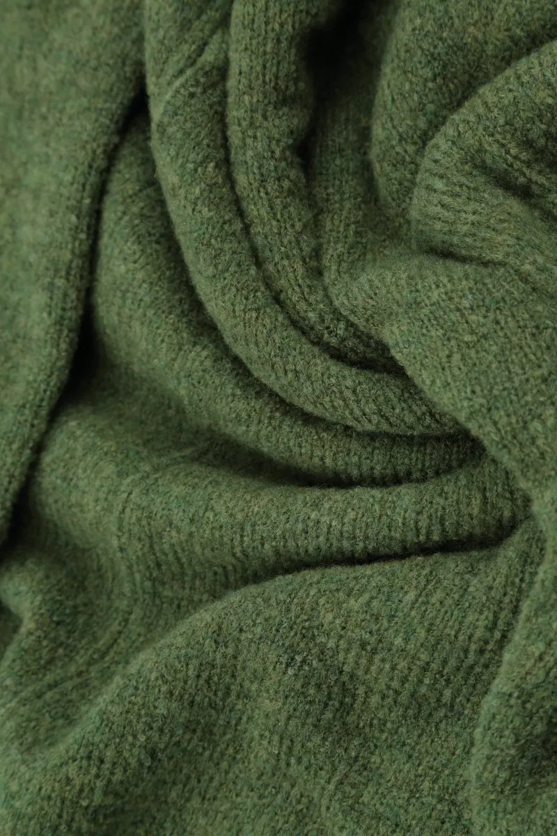 Side Split Dark Sage Wool Sweater