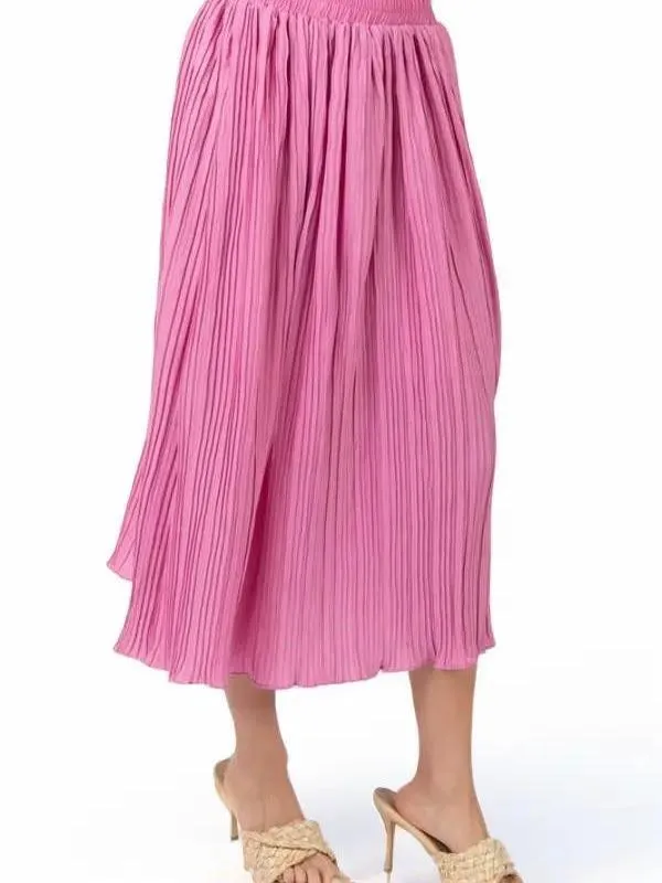 Simple Pleated Bodre A-Line Midi Skirt (2 Options)