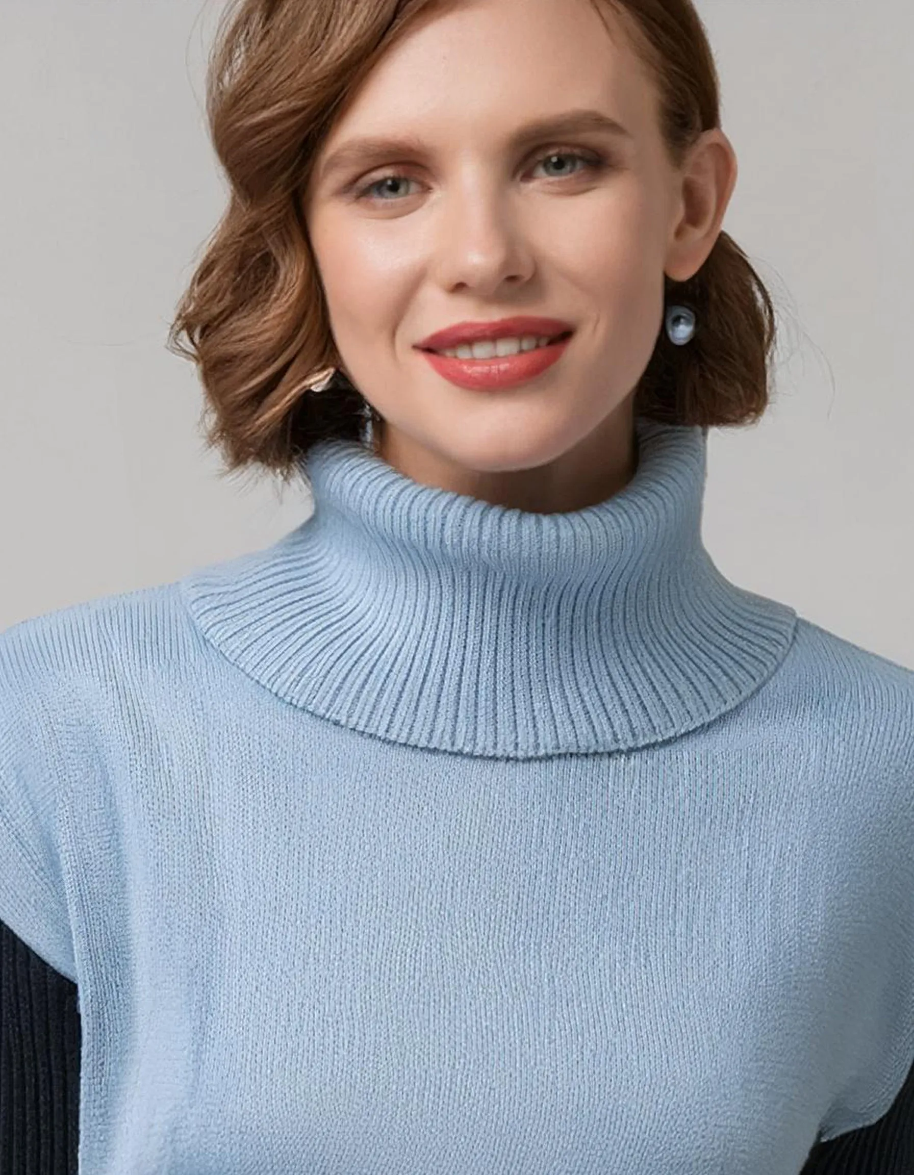 Sky Blue Soft Turtleneck Sweater