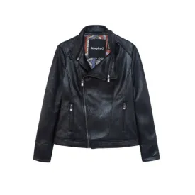 Slim Biker Jacket w/ Embroidery - Black