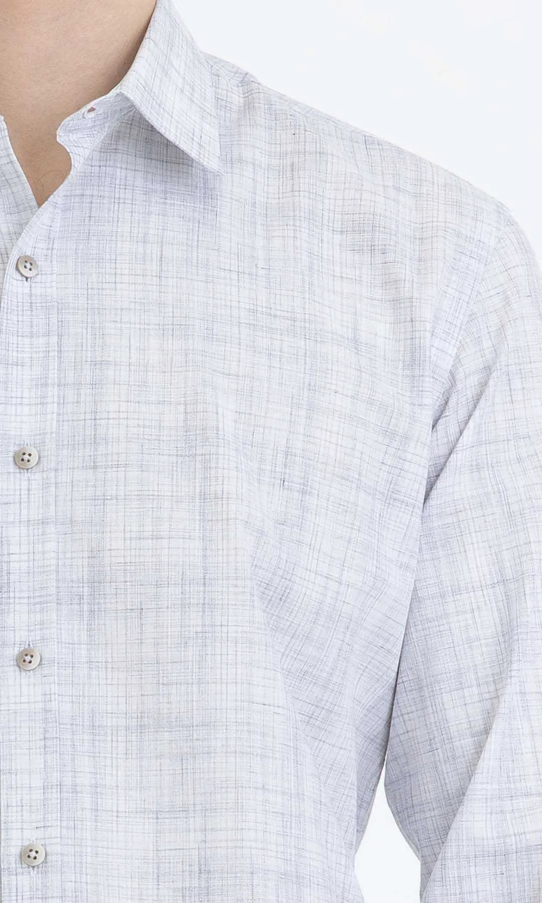 Slim Fit Patterned Cotton Casual Shirt, Light Gray.D