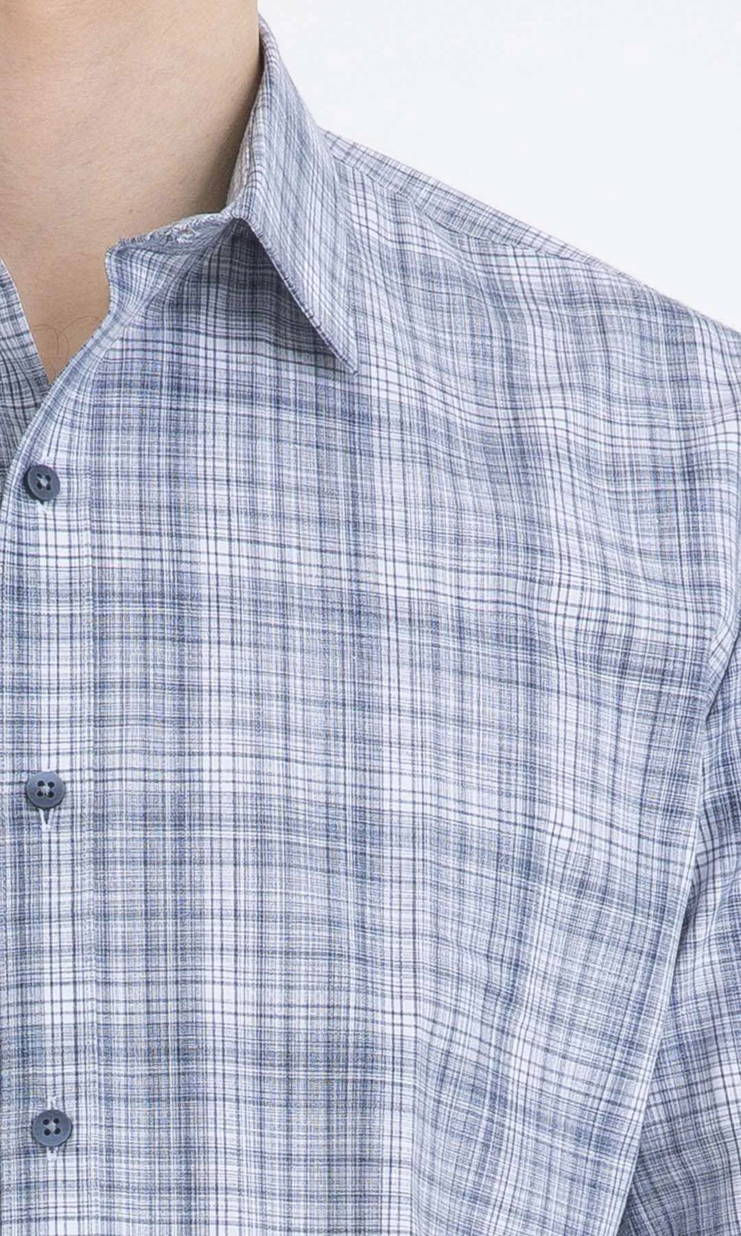 Slim Fit Patterned Cotton Casual Shirt, Navy D.