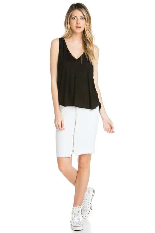 TEEK - Black High Low V-Neck Open Side Tank Top