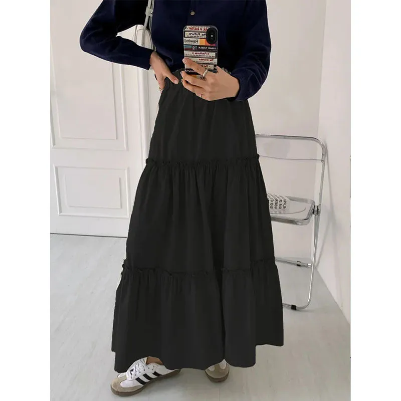 Territory hipster Summer 2024 New White Skirt Women's Skirt Small Long A- line Skirt Cake Skirt Women's Skirt