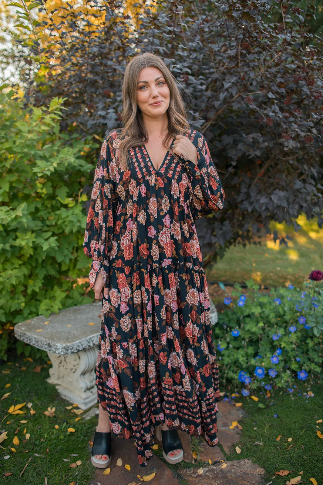 The Rows of Roses Long Sleeve Maxi Dress by Free People