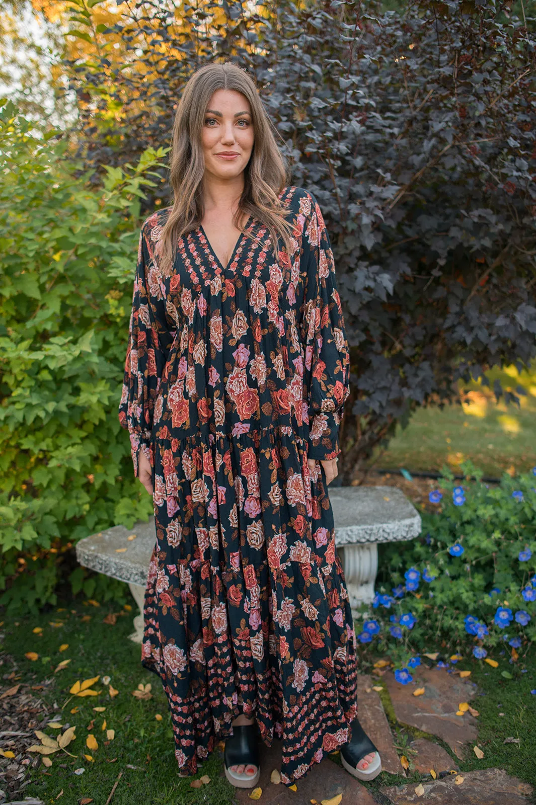 The Rows of Roses Long Sleeve Maxi Dress by Free People