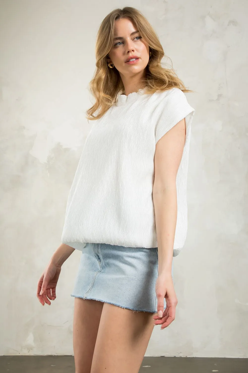 White Sleeveless Textured Top