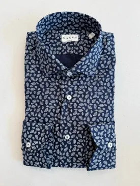 XACUS Blue White Leaves Shirt